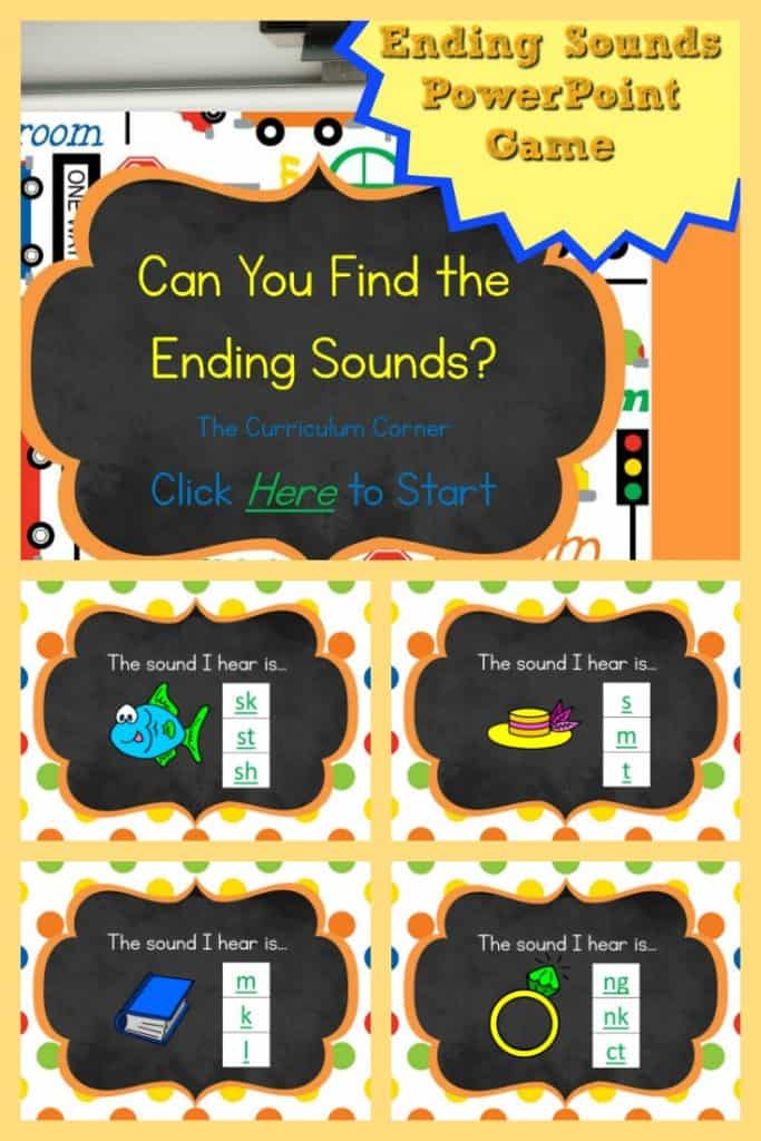 FREE Ending Sound PowerPoint Game from The Curriculum Corner 2