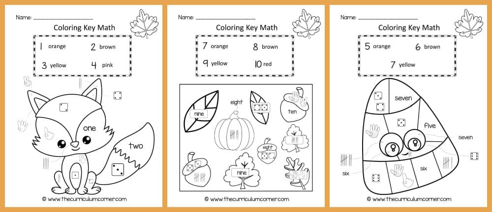 FREE Color Key Math | Number Identification | Kindergarten | The Curriculum Corner 2