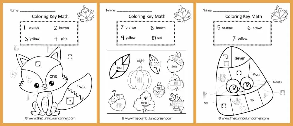FREE Color Key Math | Number Identification | Kindergarten | The Curriculum Corner 2