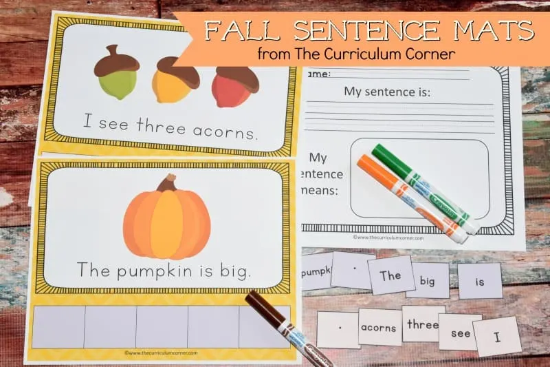 FREE Fall Scrambled Sentences Mats from The Curriculum Corner