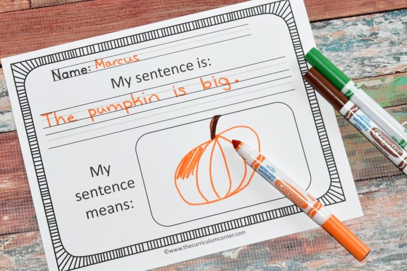 FREE Fall Scrambled Sentence Mats from The Curriculum Corner 4