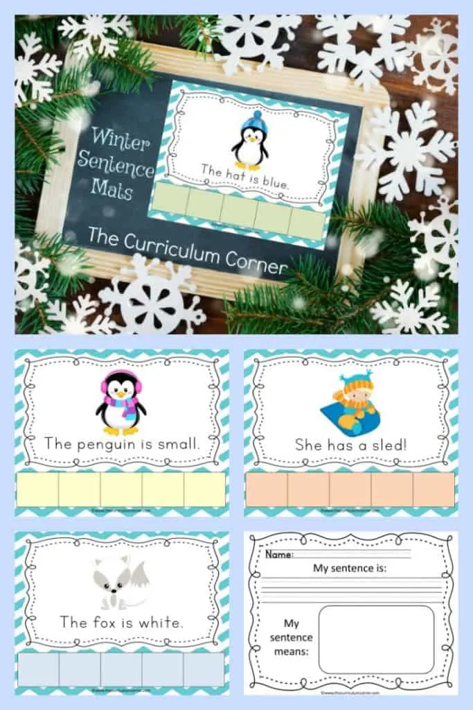 FREE Winter Scrambled Sentence Mats from The Curriculum Corner