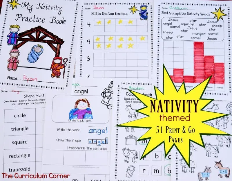 Nativity Themed Printables FREE from The Curriculum Corner