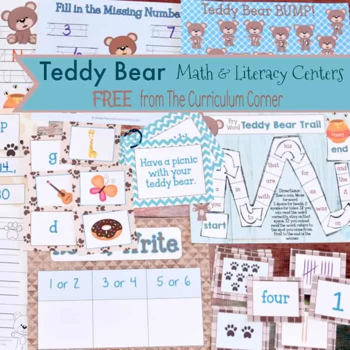 FREE Teddy Bear Math & Literacy Centers 6