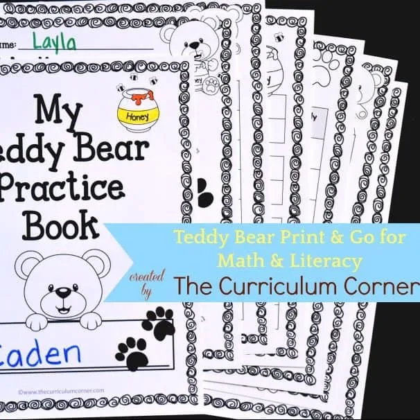 FREE Teddy Bear Print & Go Practice Pages from The Curriculum Corner