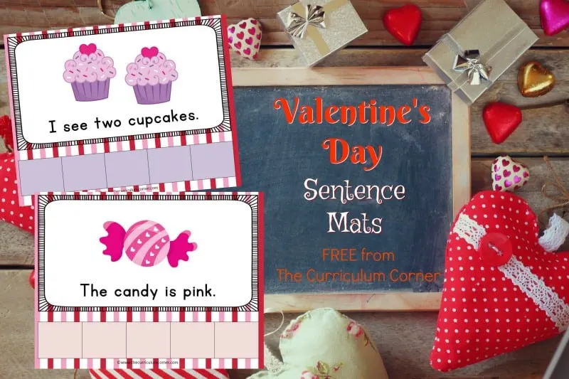 This set of Valentine's Day sentence mats provides free Valentine's Day scrambled sentences for your kindergarten classroom.