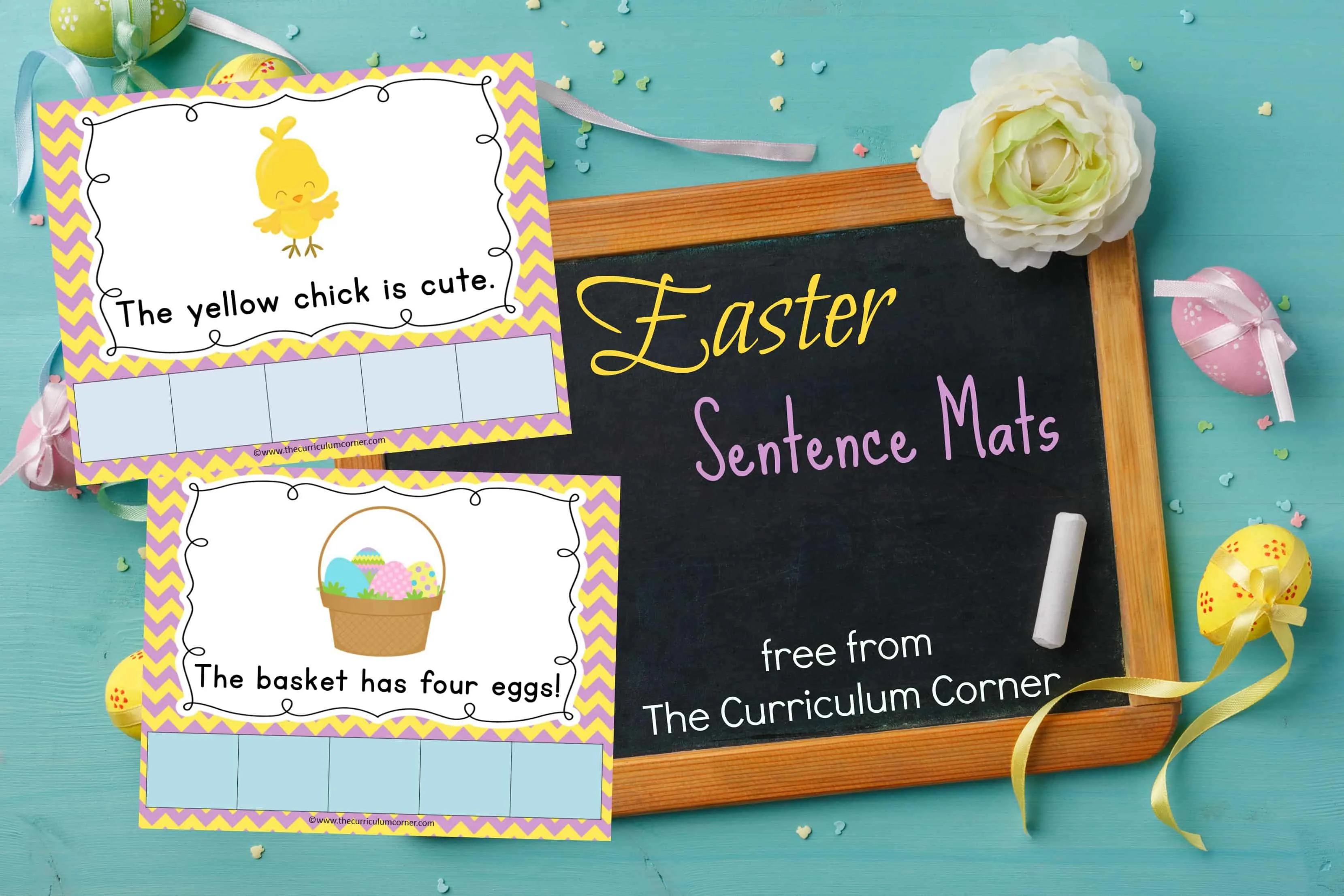 This set of Easter scrambled sentence mats provides you with a free literacy activity for your kindergarten classroom.