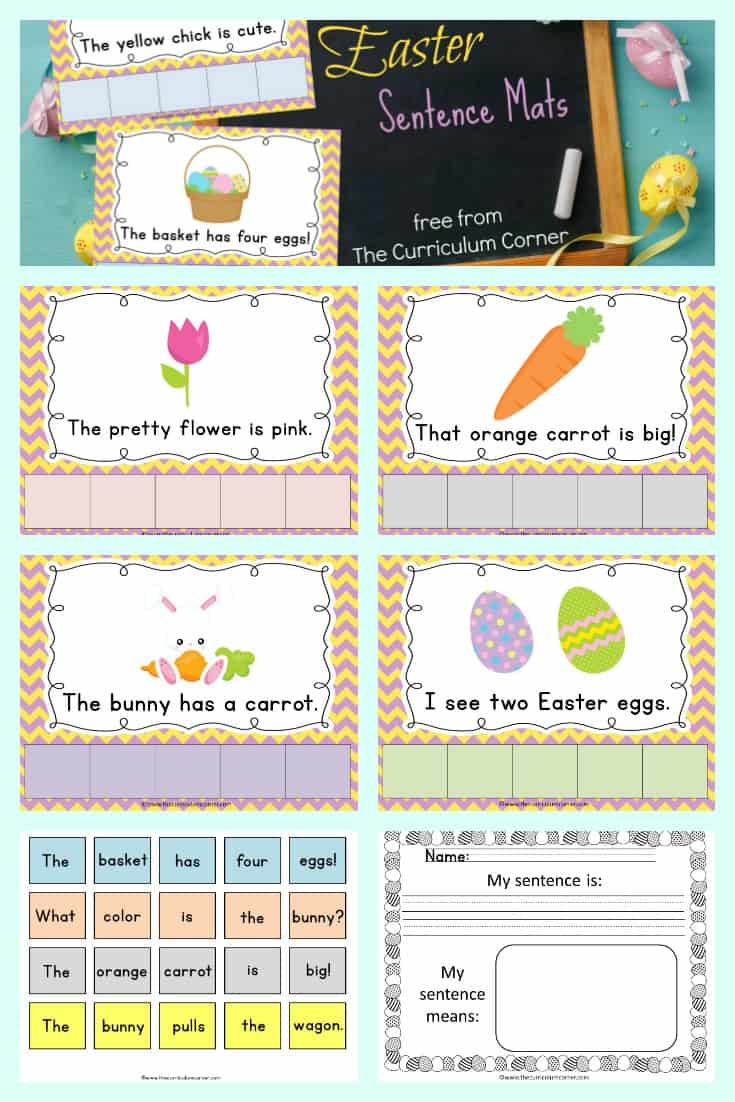 FREE Easter Sentence Mats from The Curriculum Corner | Literacy Center