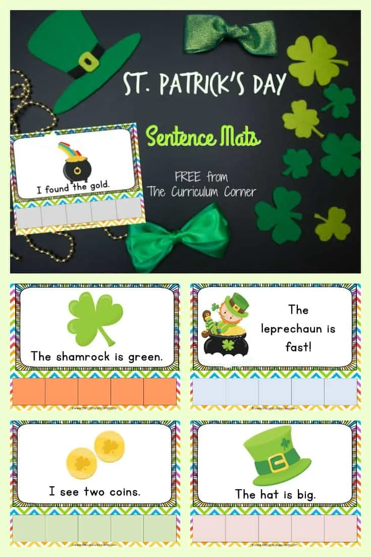 St. Patrick's Day Scrambled Sentences - sentence mats FREE from The Curriculum Corner