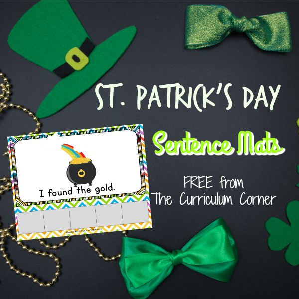 FREE St. Patrick's Day Sentence Mats from The Curriculum Corner