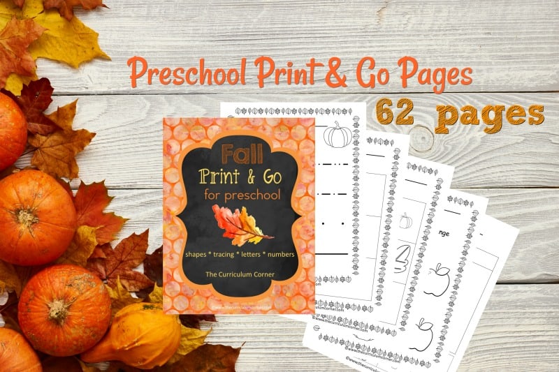 This free fall preschool print and go collection is designed to give your preschool and prekindergarten students fall themed practice.