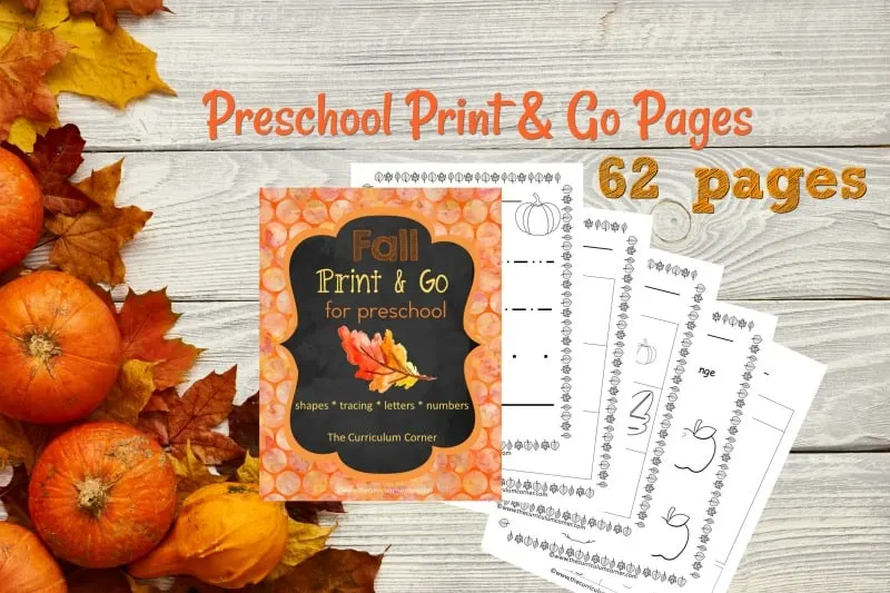 This free fall preschool print and go collection is designed to give your preschool and prekindergarten students fall themed practice.