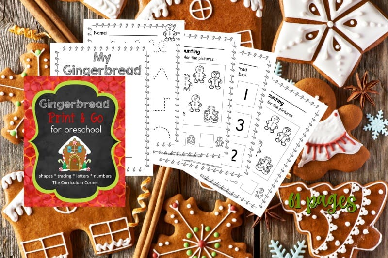 This free gingerbread preschool print and go collection is designed to give your preschool and prekindergarten students gingerbread themed practice.