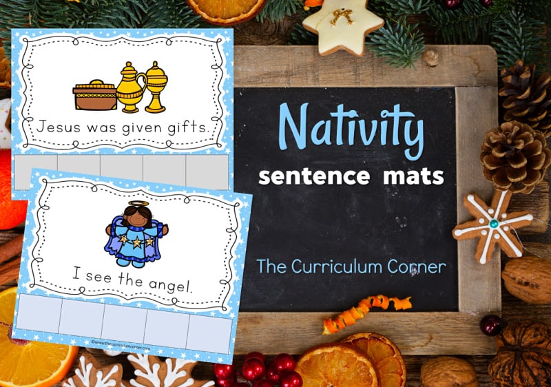 This set of nativity scrambled sentence mats provides an engaging and fun literacy center for your kindergarten classroom.
