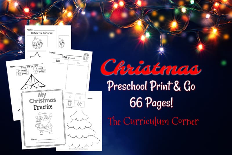 These free Christmas preschool pages are print and go pages designed to give your preschool and prekindergarten students seasonal practice.
