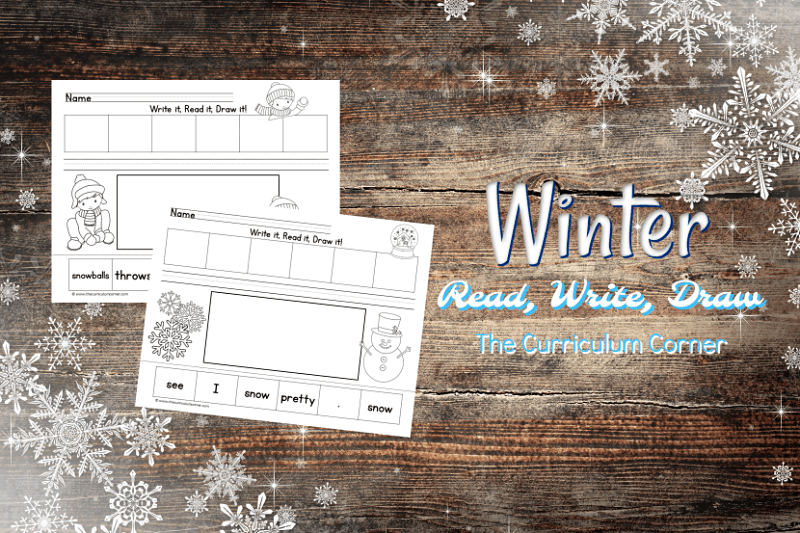 These Write, Read, Draw pages are cut up winter sentences designed to fit into your December and January activities. Free from The Curriculum Corner