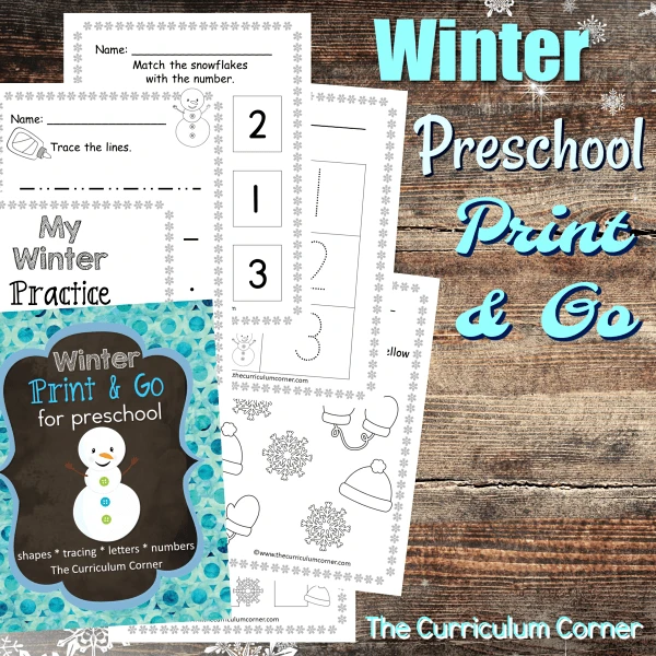 These free winter preschool pages are print and go pages designed to give your preschool and prekindergarten students seasonal practice.