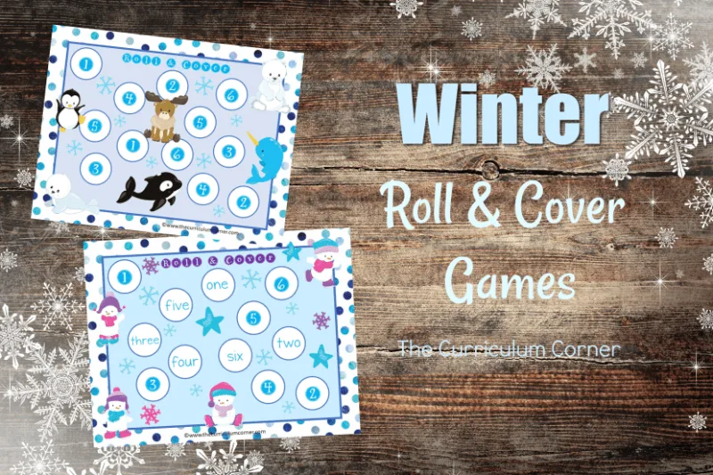 We have created this free winter roll and cover set to help your students practice identifying the numbers one through six. 