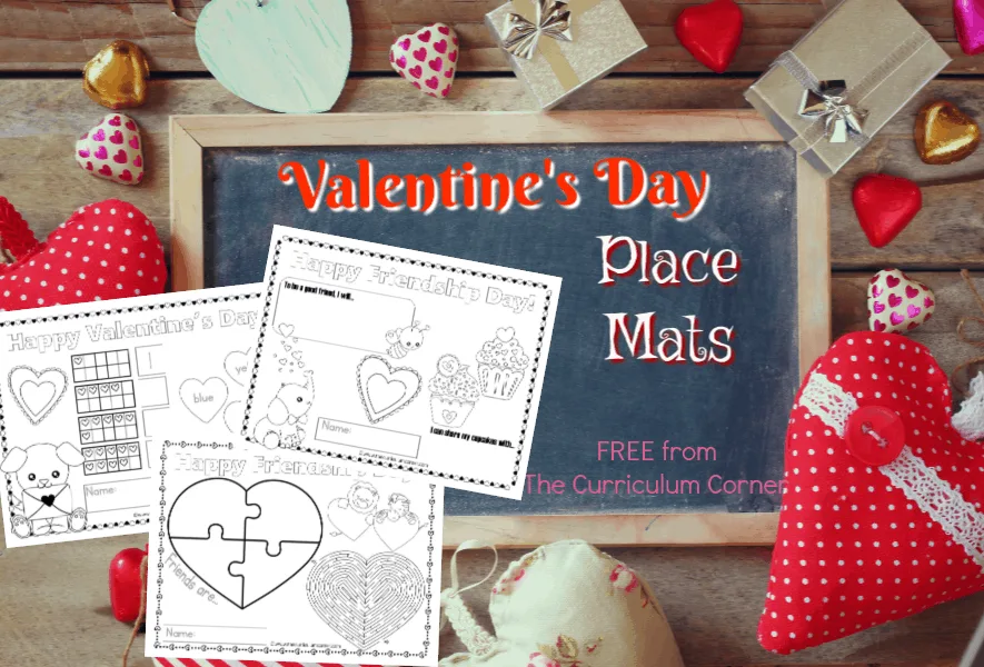 Use these fun and free Valentine's Day place mats to add a little fun to your Valentine's Day table - either at school or at home!