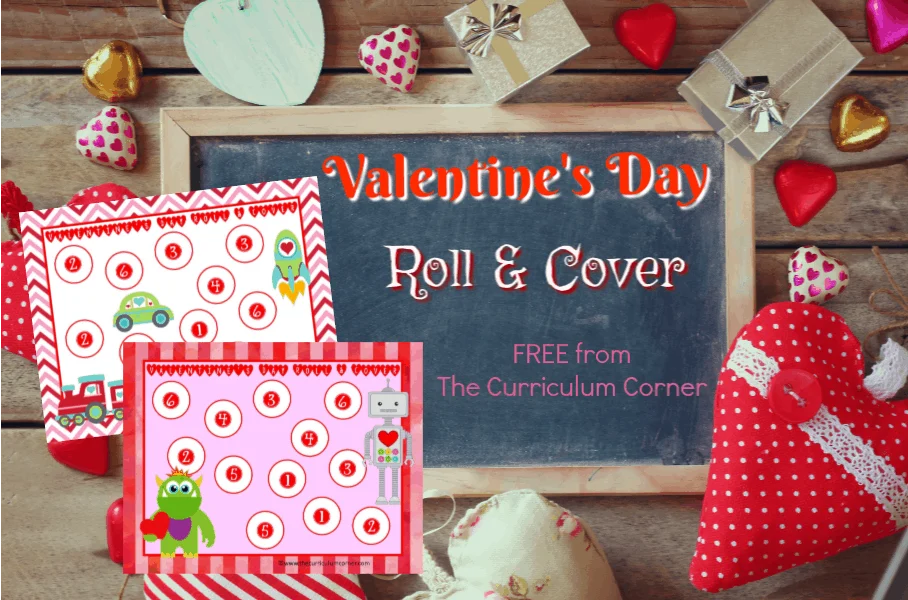 We have created this free Valentine's Day roll and cover set to help your students practice identifying the numbers one through six. 