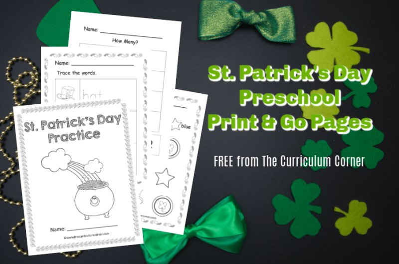 St. Patrick's Day Preschool Pages from The Curriculum Corner