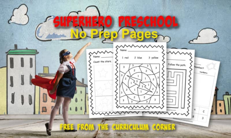 These free superhero preschool pages are print and go pages designed to give your preschool and prekindergarten students themed skill practice.