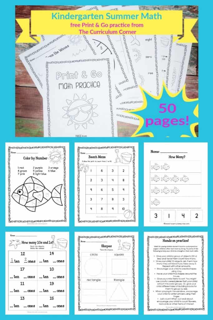 Kinder summer math practice booklet