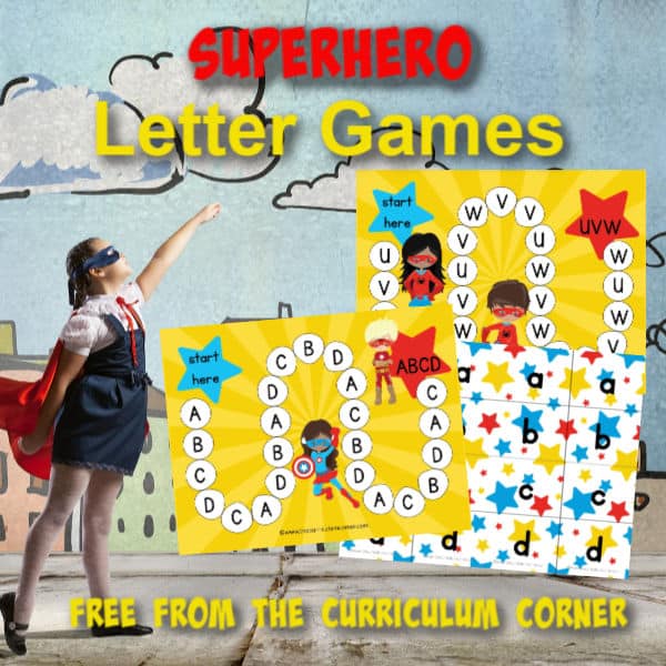 This superhero ABC game will be a fun addition to your early learning centers (another free resource for teachers from The Curriculum Corner.)