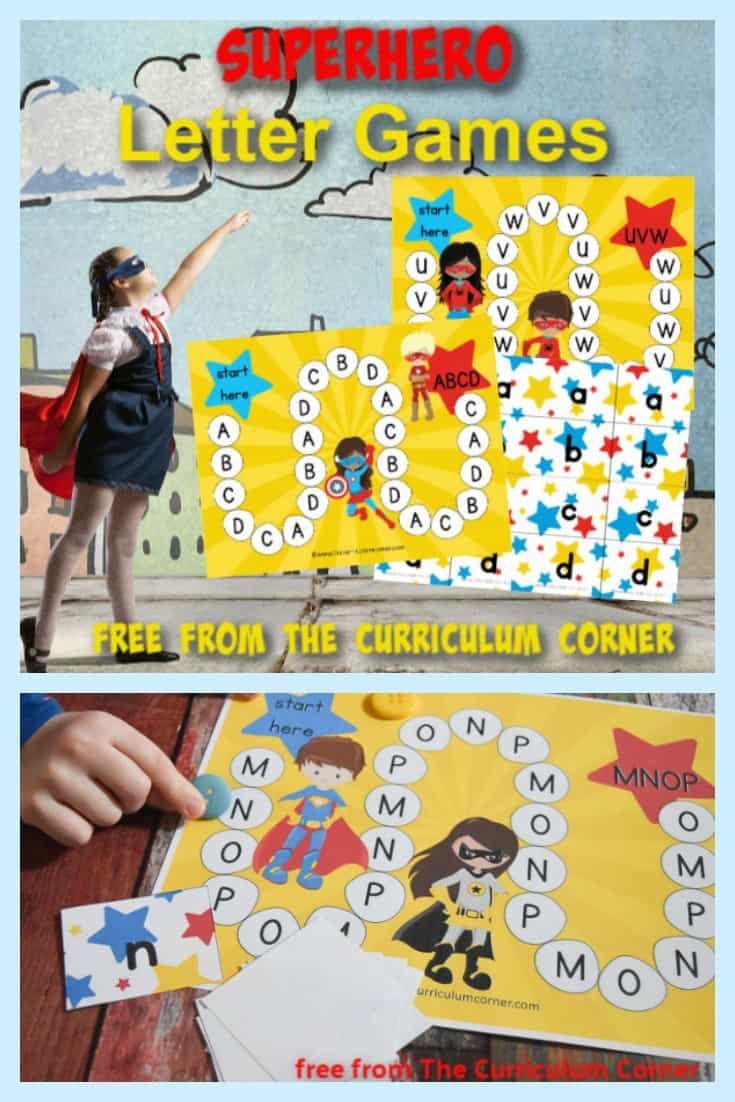 This superhero ABC game will be a fun addition to your early learning centers (another free resource for teachers from The Curriculum Corner.)