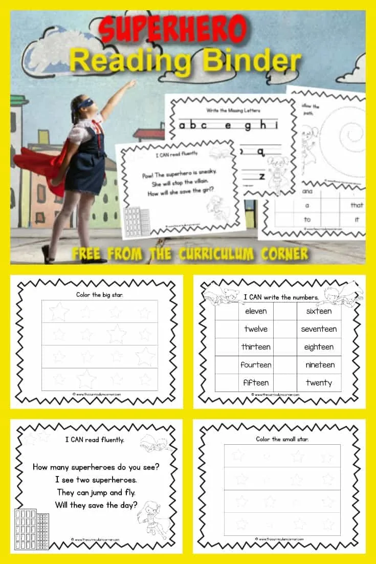 Superhero Reading Intervention Binder free from The Curriculum Corner