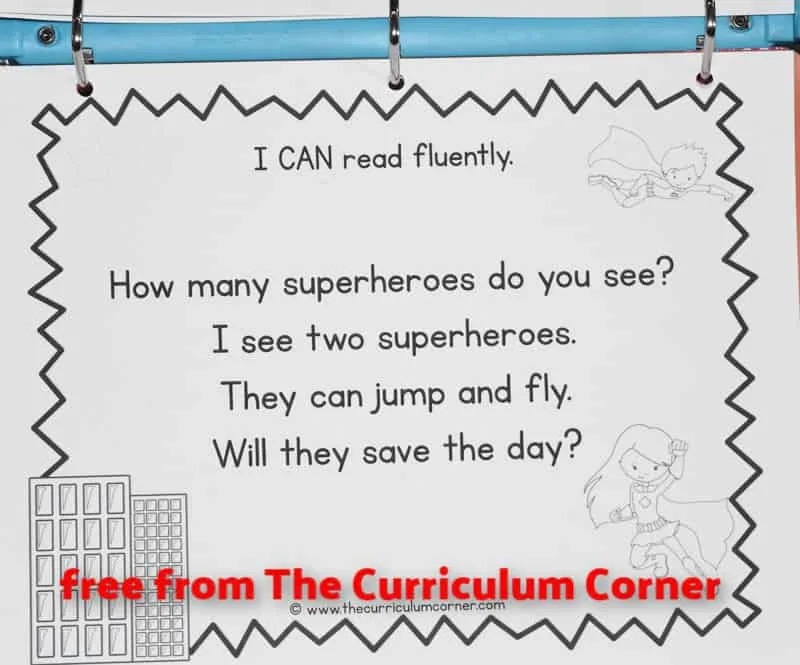 This superhero reading binder is designed to help you create a quick and ready to go binder for your young readers.