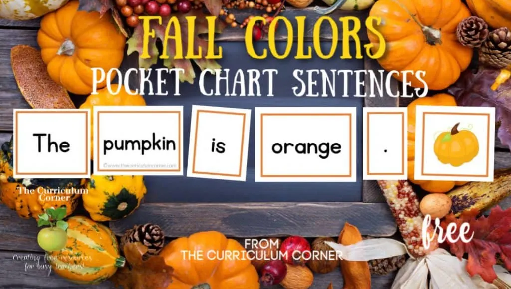 Fall Pocket Chart Color Sentences