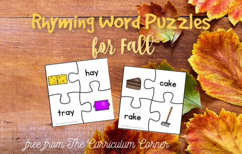 fall rhyming word puzzles