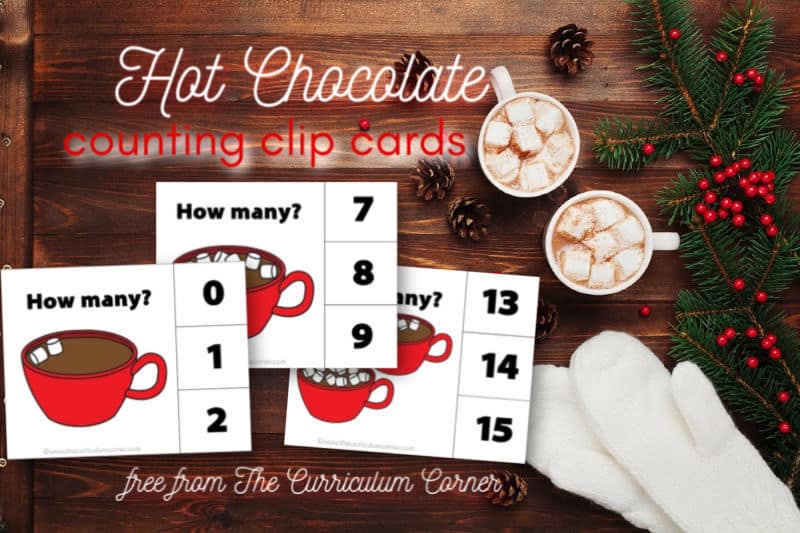 Hot Chocolate Counting Clip Cards