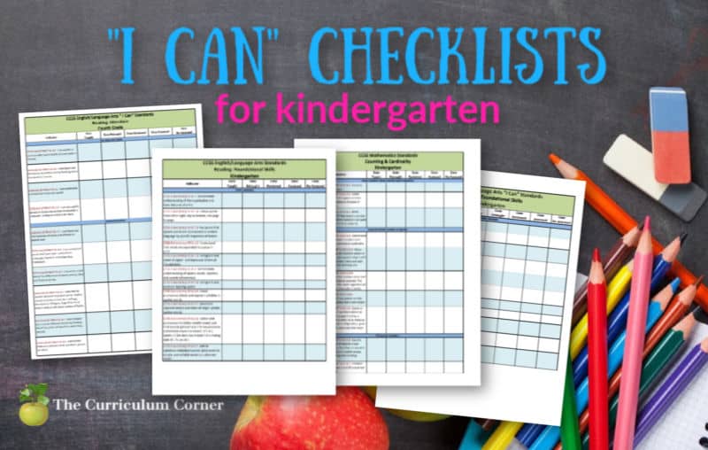 kindergarten I Can checklists