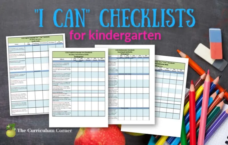 kindergarten I Can checklists