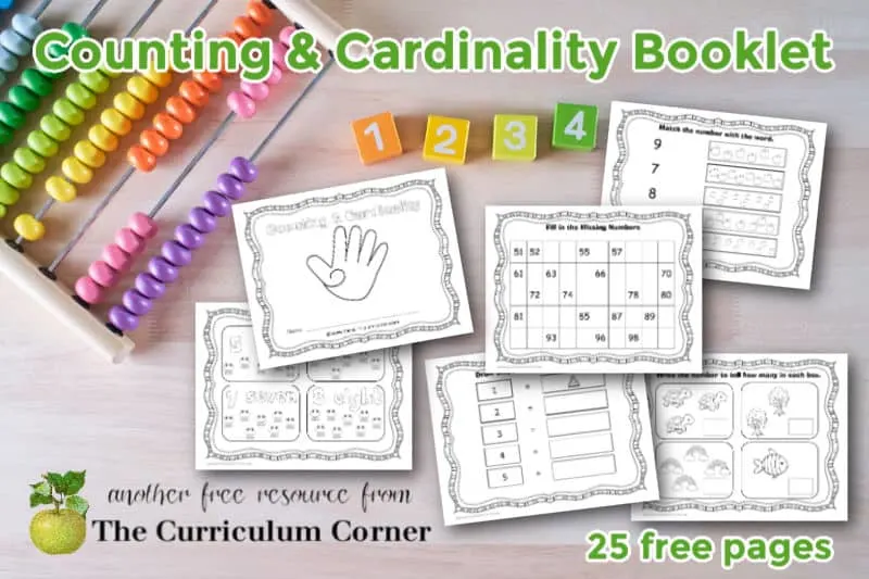 Download this free counting and cardinality booklet to help your students practice kindergarten math standards.