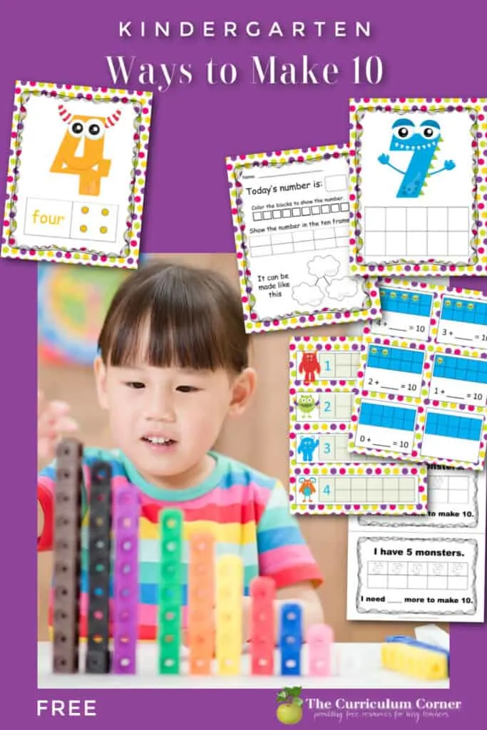Download these kindergarten making tens worksheets and activities to help your students practice forming numbers up to ten. Free from The Curriculum Corner.