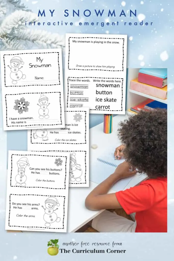 Download this free, simple snowman emergent reader for your beginning readers.