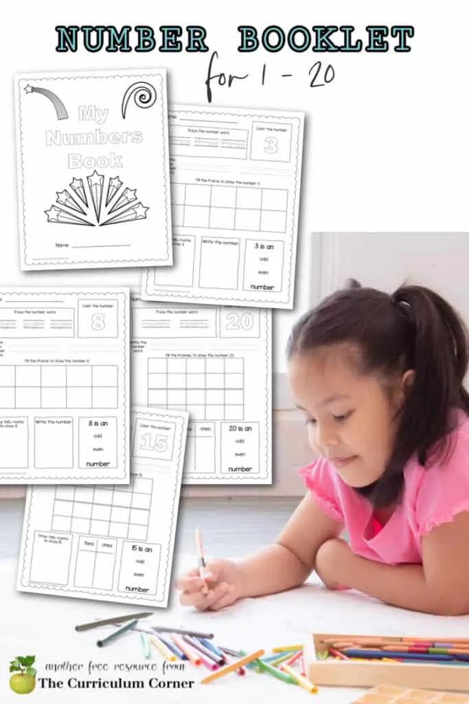 Download this printable number book 1 - 20 pdf to help your children work with the numbers 1 through 20.