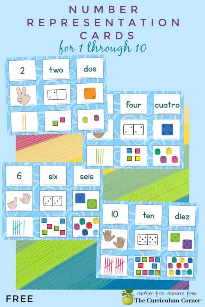Download these free number representation cards for numbers 1 through 10 to help your students learning to identify numbers.