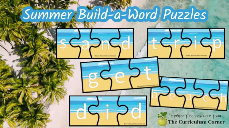 Use these summer word puzzles to create an ocean themed literacy center for your young readers.