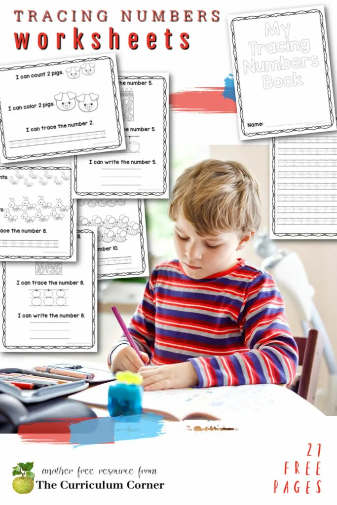 Download this free set of tracing numbers worksheets to help your young learners work on number formation. 