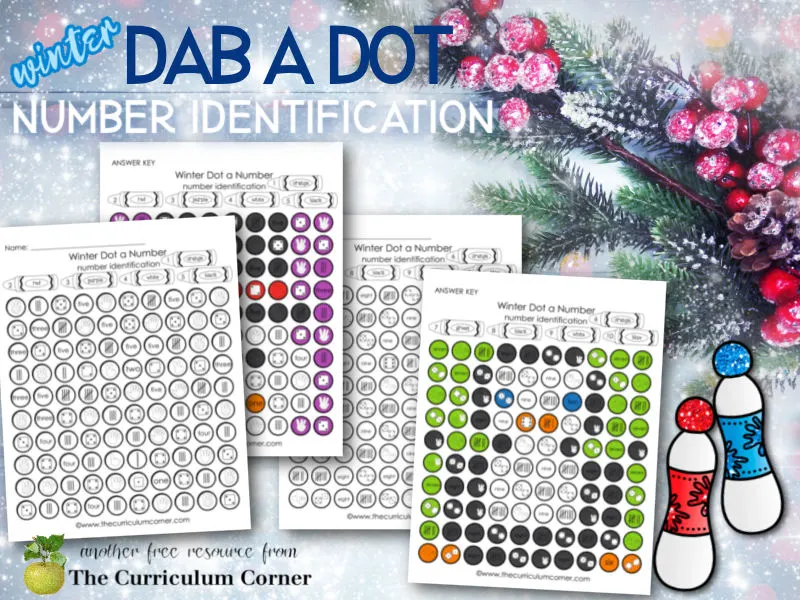 Free Winter Dab a Dot Number ID Pages