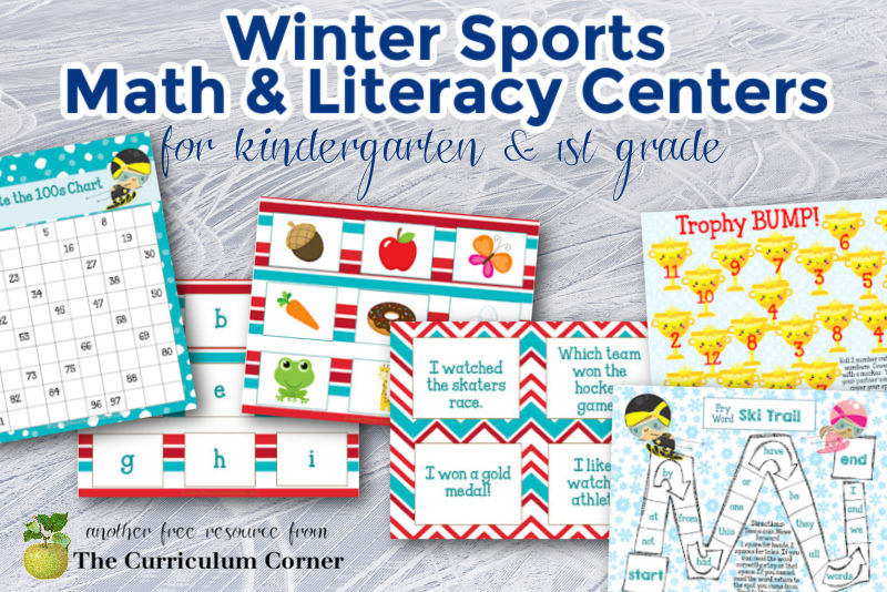 Create your own winter sports math and literacy centers for kindergarten and first grade students using this free download.